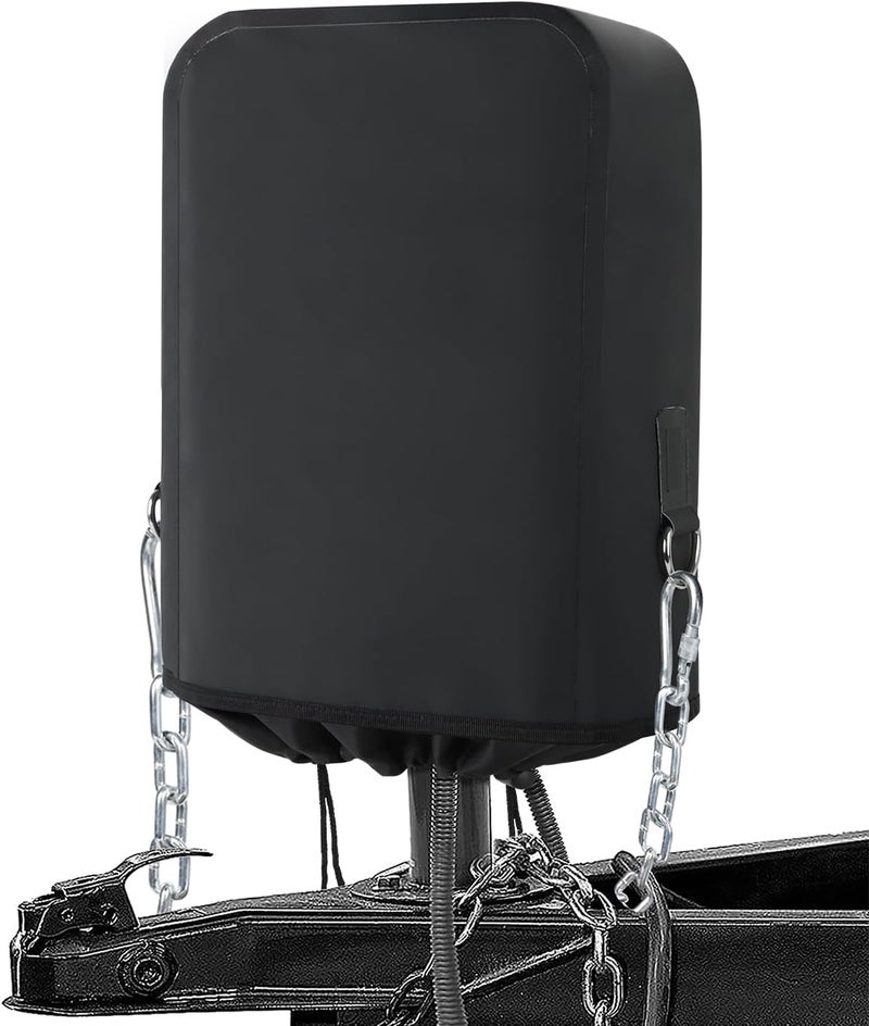 Safoner RV Electric Tongue Jack Cover – Heavy-Duty Waterproof Design with Chain Hooks, Protective Black Cover for Outdoor Camper Accessories - Image 1